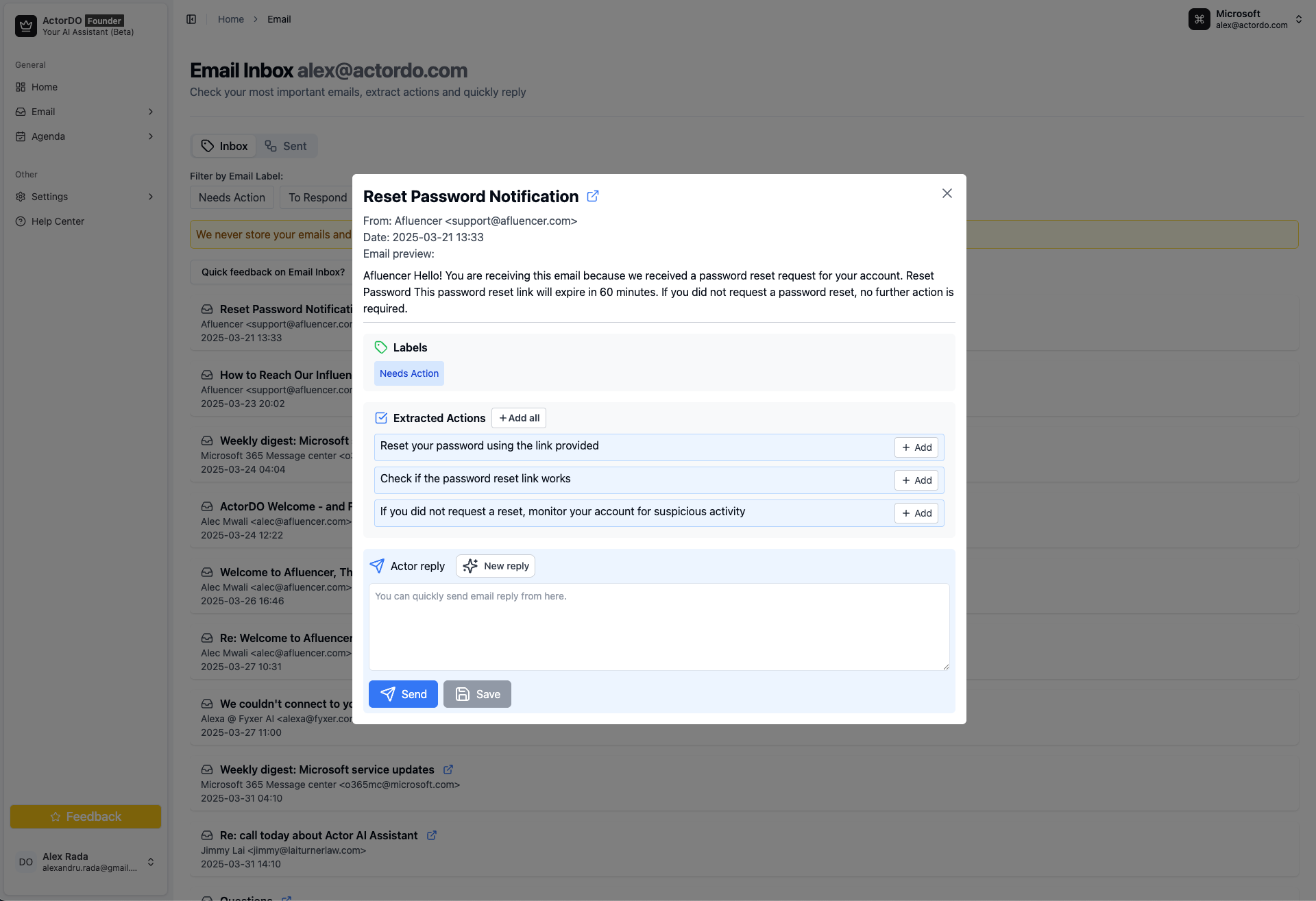 actor-dash-email-tasks