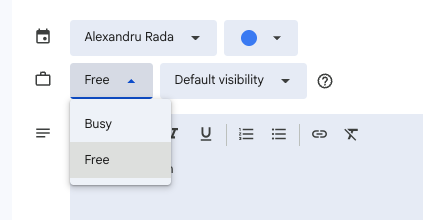 Google Calendar Event Busy/Free time.