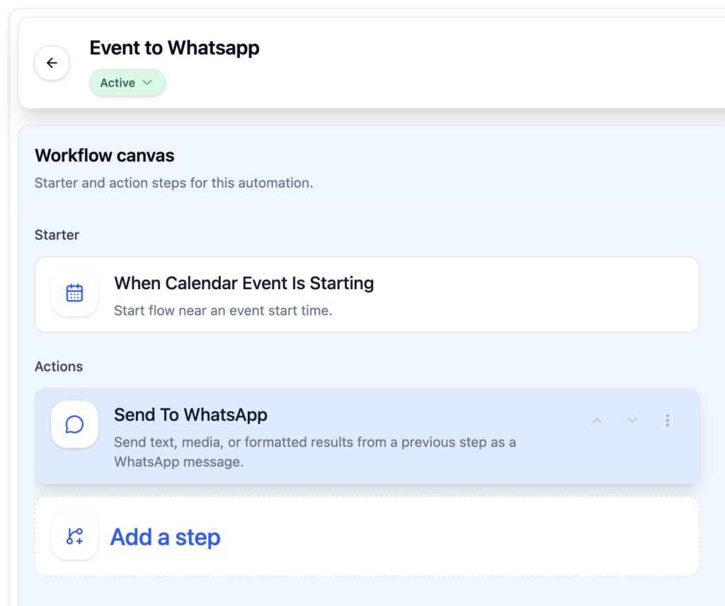 Actor Studio Automation to send event notifications to whatsapp.