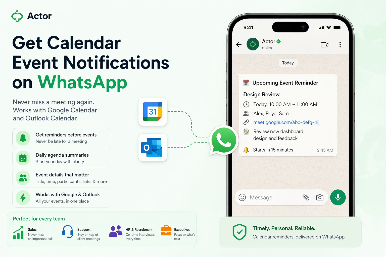 Get Calendar Events notification on Whatsapp